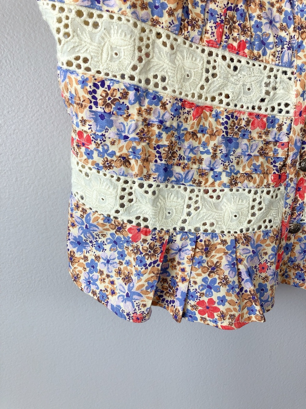 Free People Kiana lace printed tank top medium floral shirt - Picture 12 of 15
